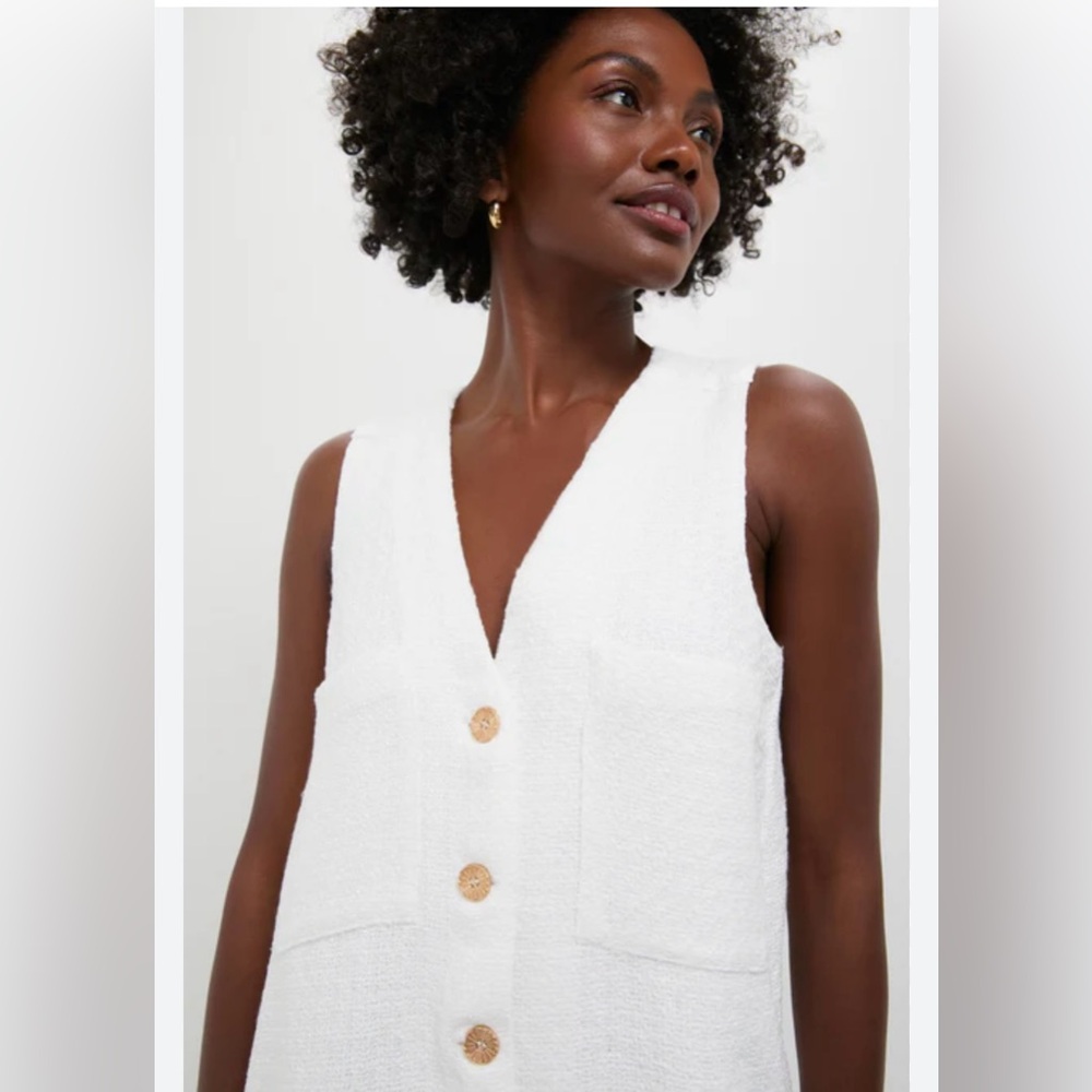 Tuckernut Myla tweed White Sleeveless Button-romper